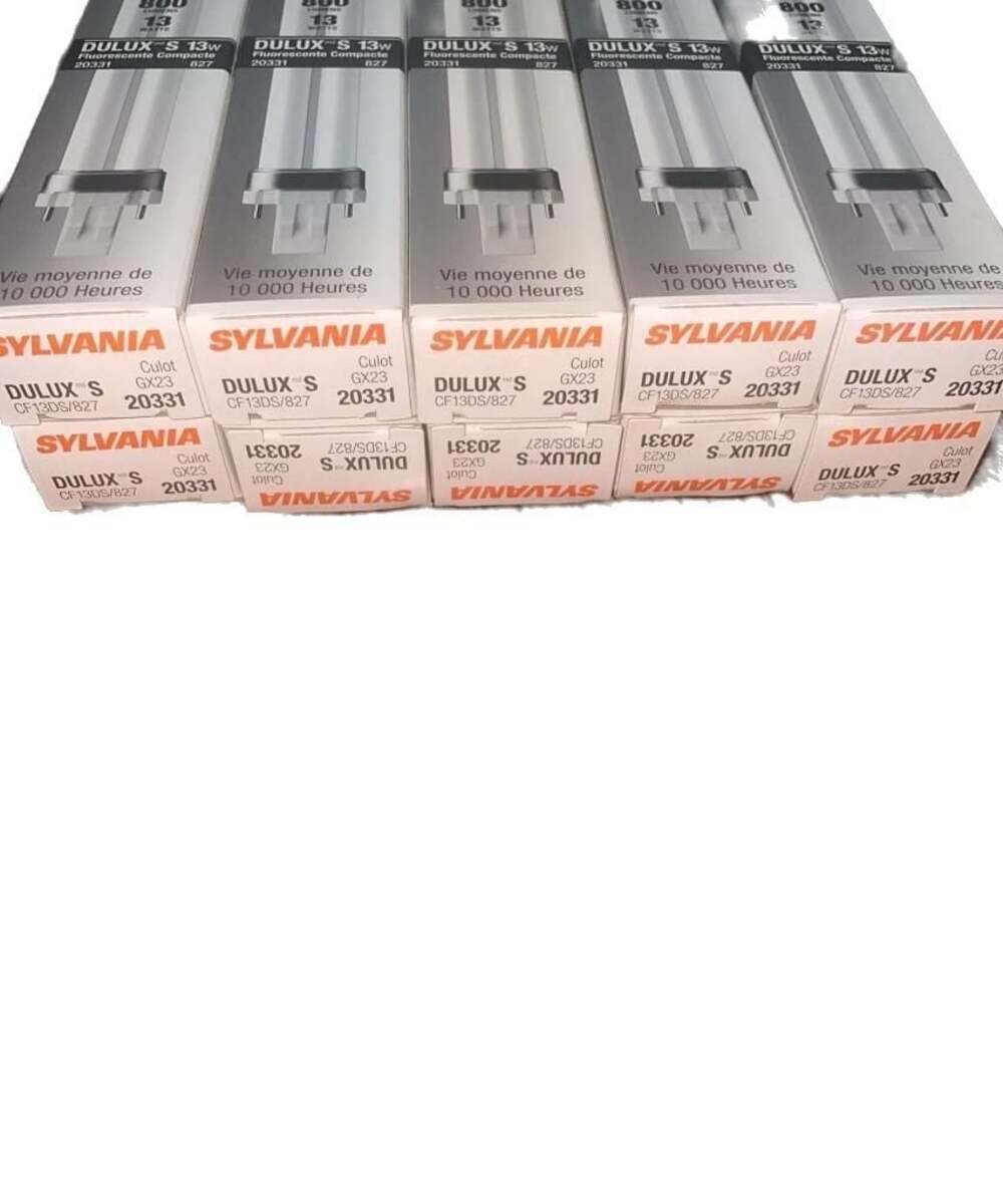 Lot of 10 Sylvania Dulux S 13W 800 Lumen Compact Fluorescent Light Bulb 20331